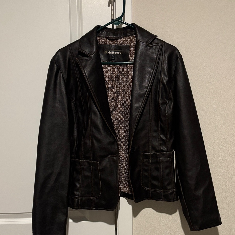 Women's Brown Faux Leather Jacket